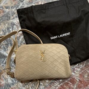 Saint Laurent Gaby Mini YSL Crossbody Bag in Quilted Suede